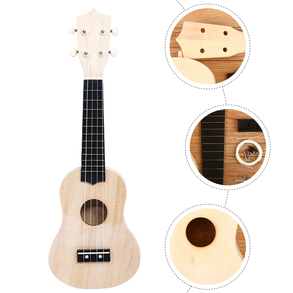 1 Set DIY Ukulele Material Kit Handmade DIY Ukulele Assembling Kit Creative DIY Color Painting Musical Instrument Kit Ukeleles