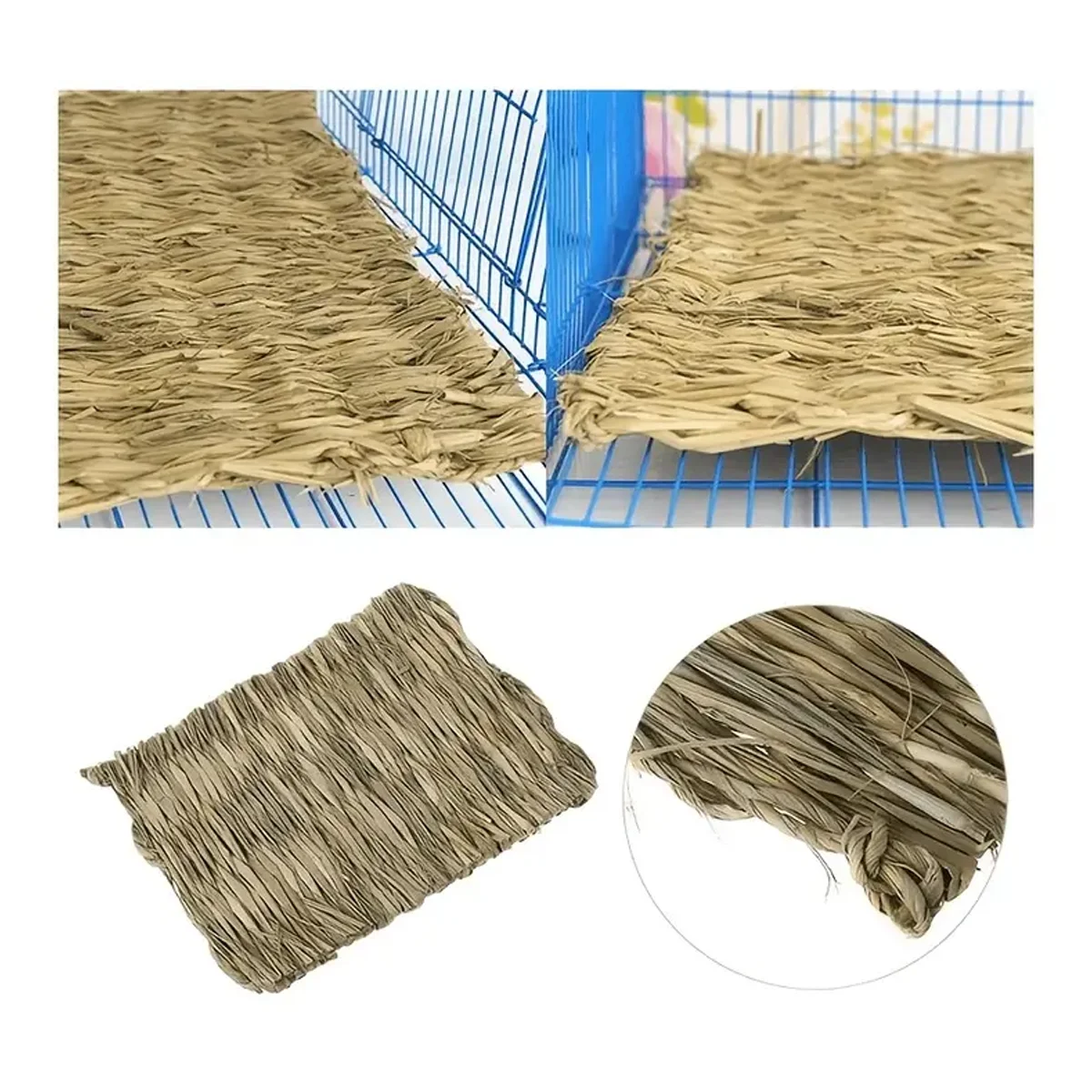 Natürliche Grasmatte für Kaninchen, Geeignet für Kleintierkäfige - Komfortable Unterlage für Kaninchenheubetten – Detail 9