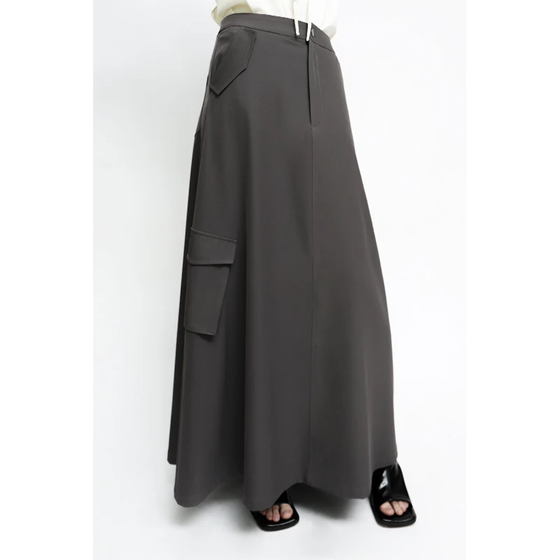 

Apozi Original Cerc Series Deep ey A-Line Midi Skirt Women's Simple Long Skirt Tall Women Summer New Sle Skirt
