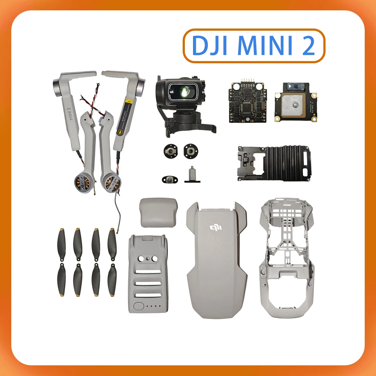 Original Mini2 Repair Parts, Universal Joint Yaw Rolling Pitch Motor Upper Shell Frame GPS ESC Arm PTZ, for DJI MINI2