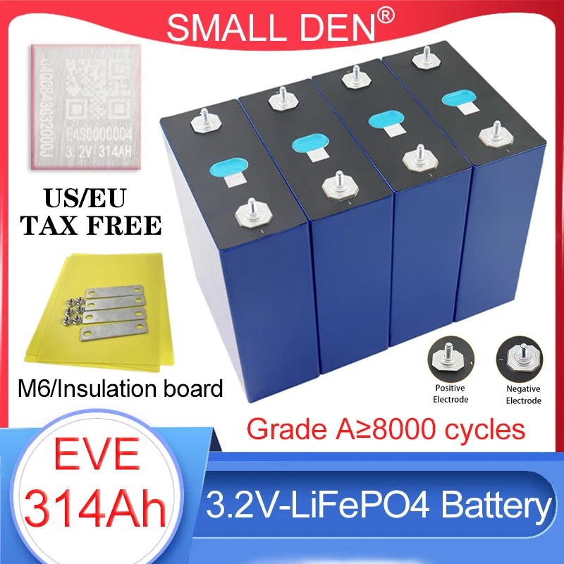 NEW 3.2V 314Ah 314K LiFePO4 Battery 3C High power Grade A DIY12V 24V 48V Solar storage EV RV Golf cart Inverter Marine batteries