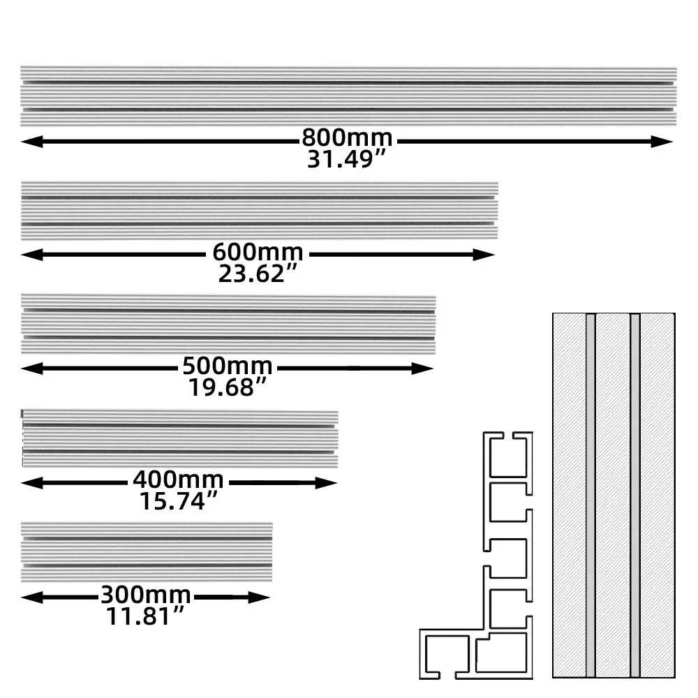 Multi-track Aluminium Profile Fence,T Track Slot Sliding Bracket DIY T Slot Jig Miter Track for Woodworking Router and Table Saw