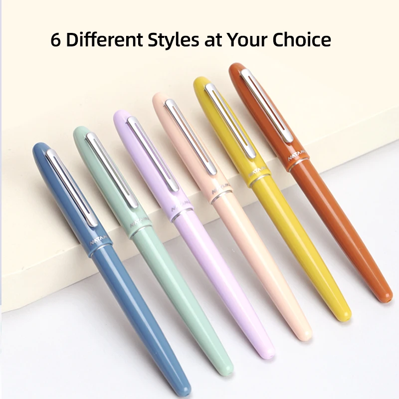 Natami Fountain Pen Fine Hooded Nib Converter 1 Ink Cartridge Pastel Color Lightweight Smooth Writing Aluminum Trim Metal Clip