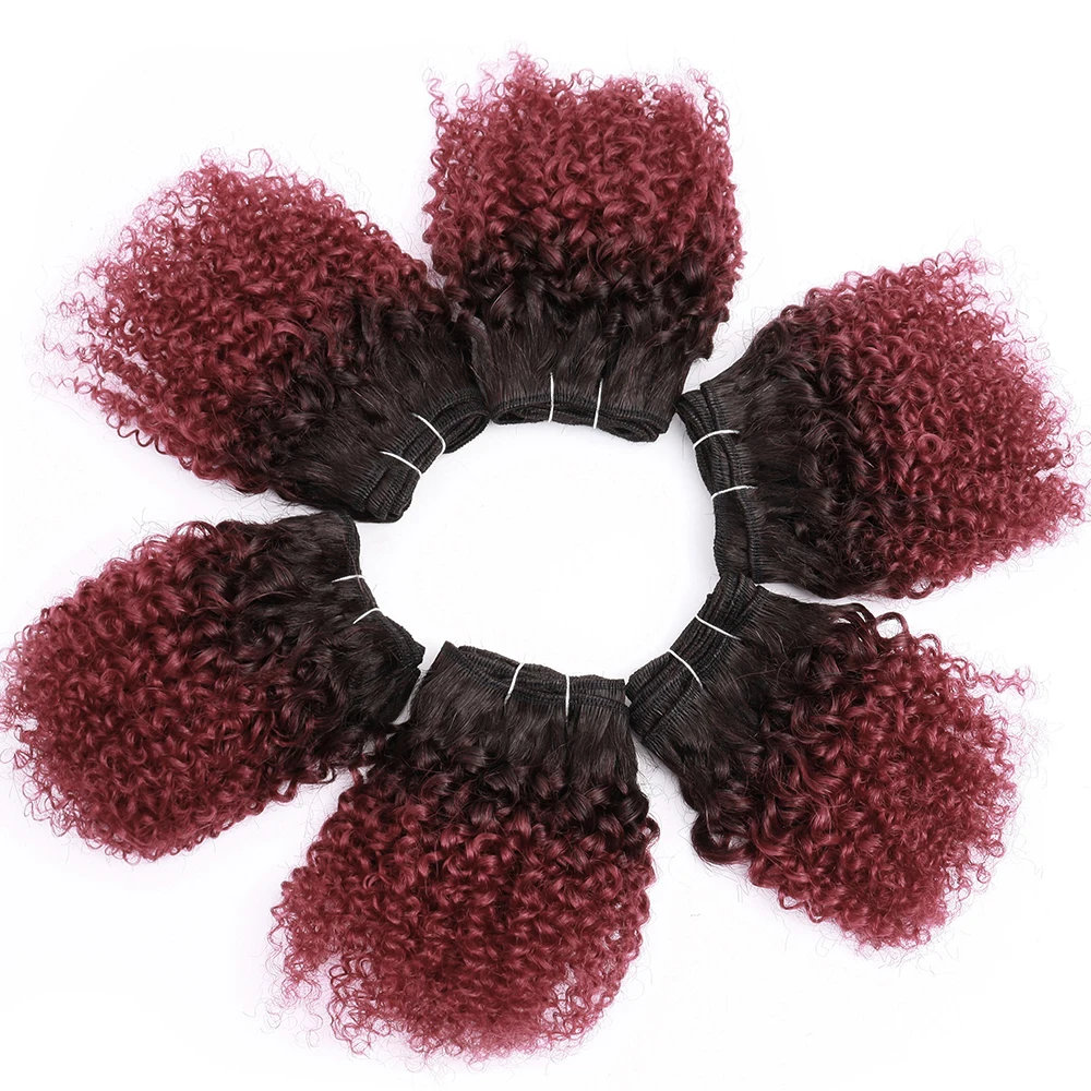 Картина 6: Кудрявые вьющиеся пучки волос, девственные бразильские человеческие волосы, плетение пучков, плетение африканских черных женщин, 6 шт./лот