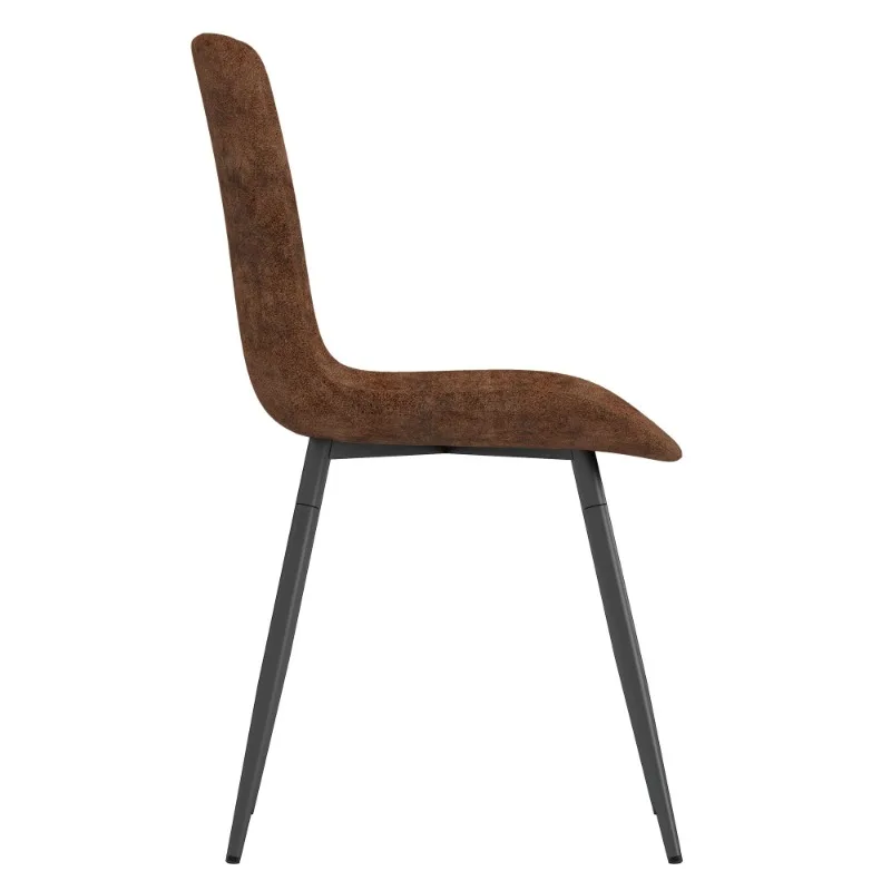 طقم كراسي طعام حديثة مكون من 4 قماش بني تقني منجد بإطار أسود قوي وأقدام مضادة للانزلاق للمقهى بيسترو أو مساحة صغيرة