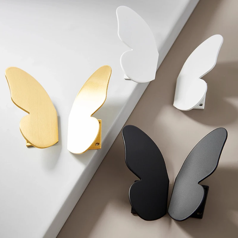 Einfarbiger Schmetterlings-Schrankgriff für Kinderzimmer, Nordischer Luxus-Schubladengriff für Kleiderschrank und Möbel – Detail 1