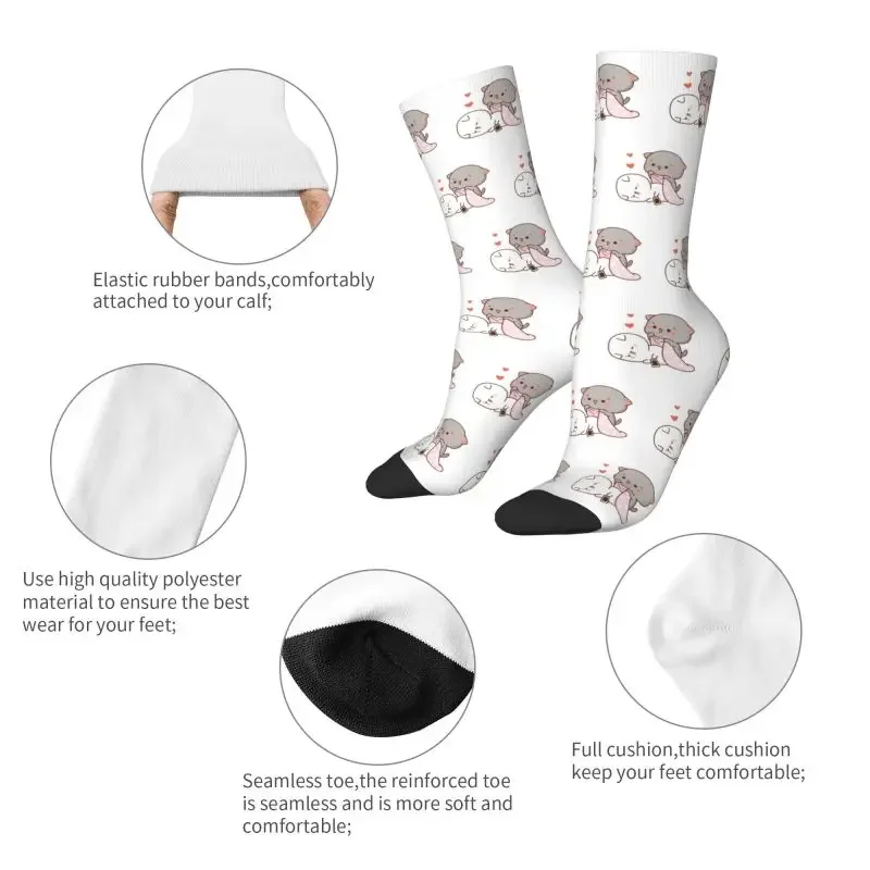 Peach and Goma-Chaussettes Mochi Cat Drooling pour hommes et femmes, mode Crew, unisexe, cool, imprimées en 3D, Elin