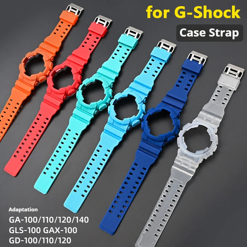 Strap Case for Casio G-Shock GA-100/110/120/140 GD-100 GAX-100 Men Women Replacement Matte Rubber Silicone Watch Band Bracelet