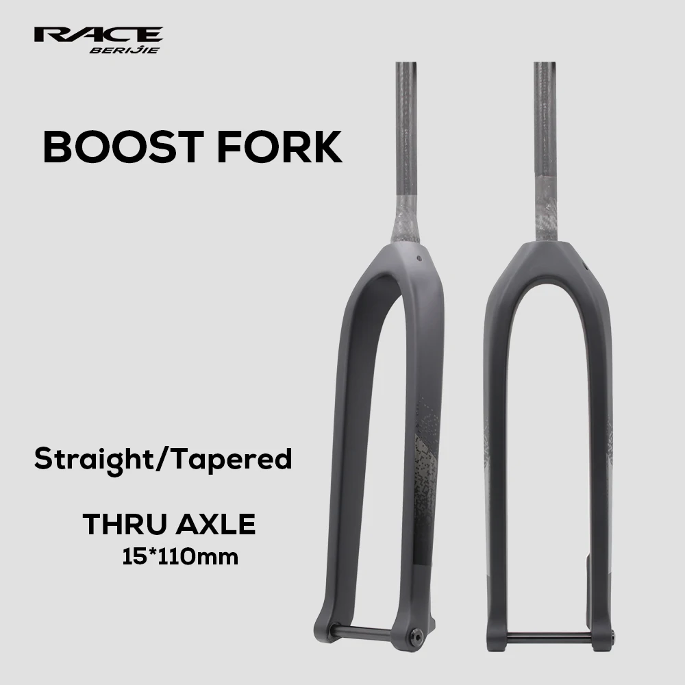 

RACE MTB Carbon Front Fork Thru Axle Boost 15x110mm,26"/27.5"/29" Rigid Bicycle Fork Vertebra Tube Carbon Bicycle Part