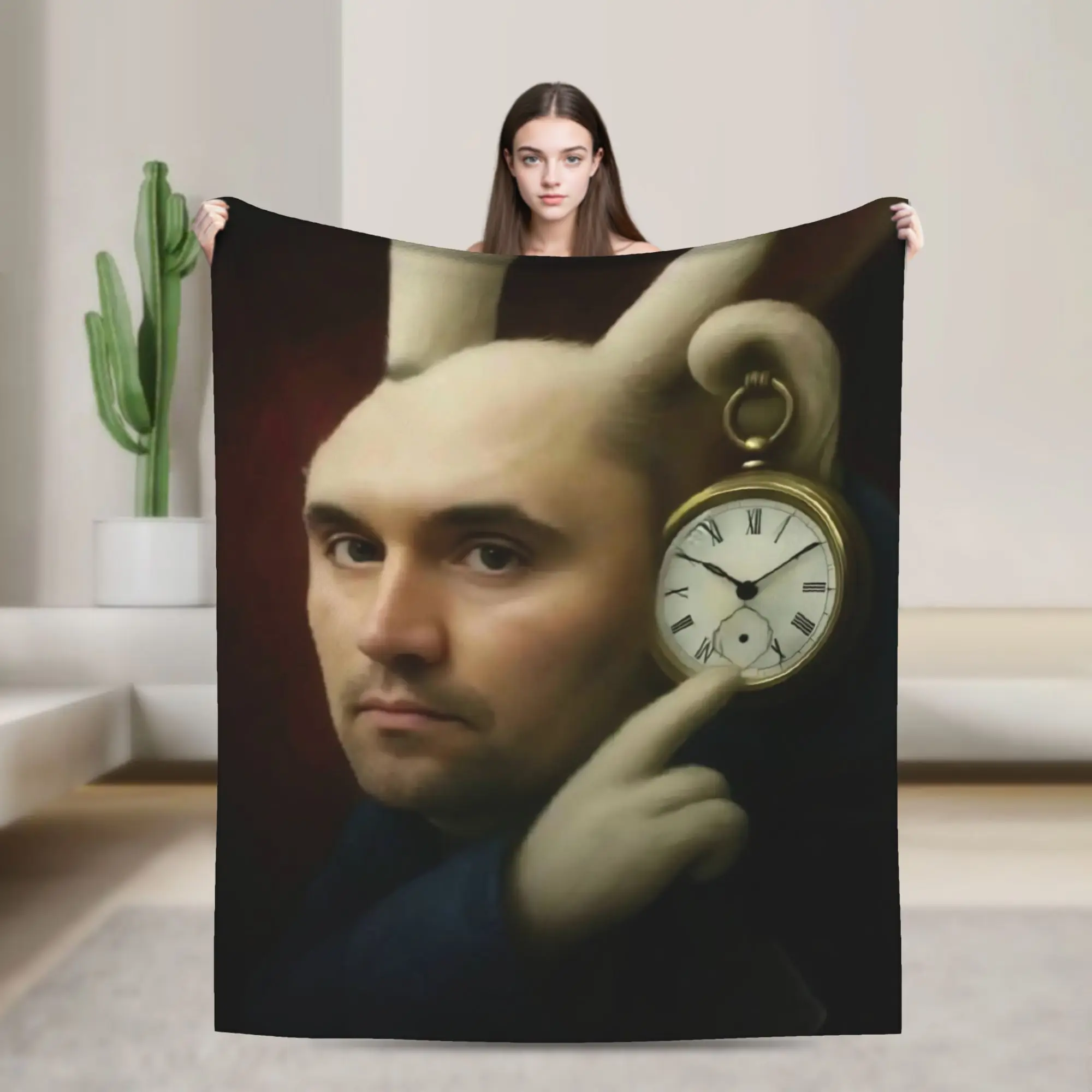 Charlie Kirk Rabbit Clock Blanket Funny Meme Flannel Awesome Warm Throw Blankets for Home Textile Decor,