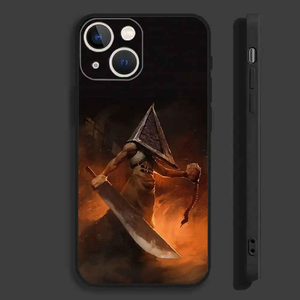 حافظة هاتف S-Silent Horror H-Hill لهاتف iPhone 16,15,14,13,12,11,Pro,Max,Plus,Mini,X,XS,XR,8,7,6,S,SE حافظة سوداء ناعمة #5