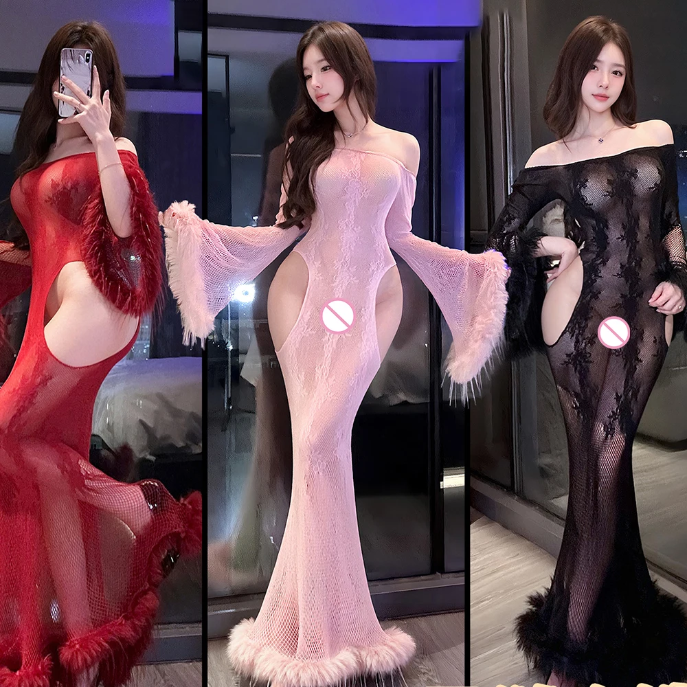 حجم كبير فستان ذيل السمكة الطويل شبكة صيد السمك منظور إغراء الملابس الداخلية حورية البحر تأثيري حلي مرحلة الأداء ليلة Clubwea #1