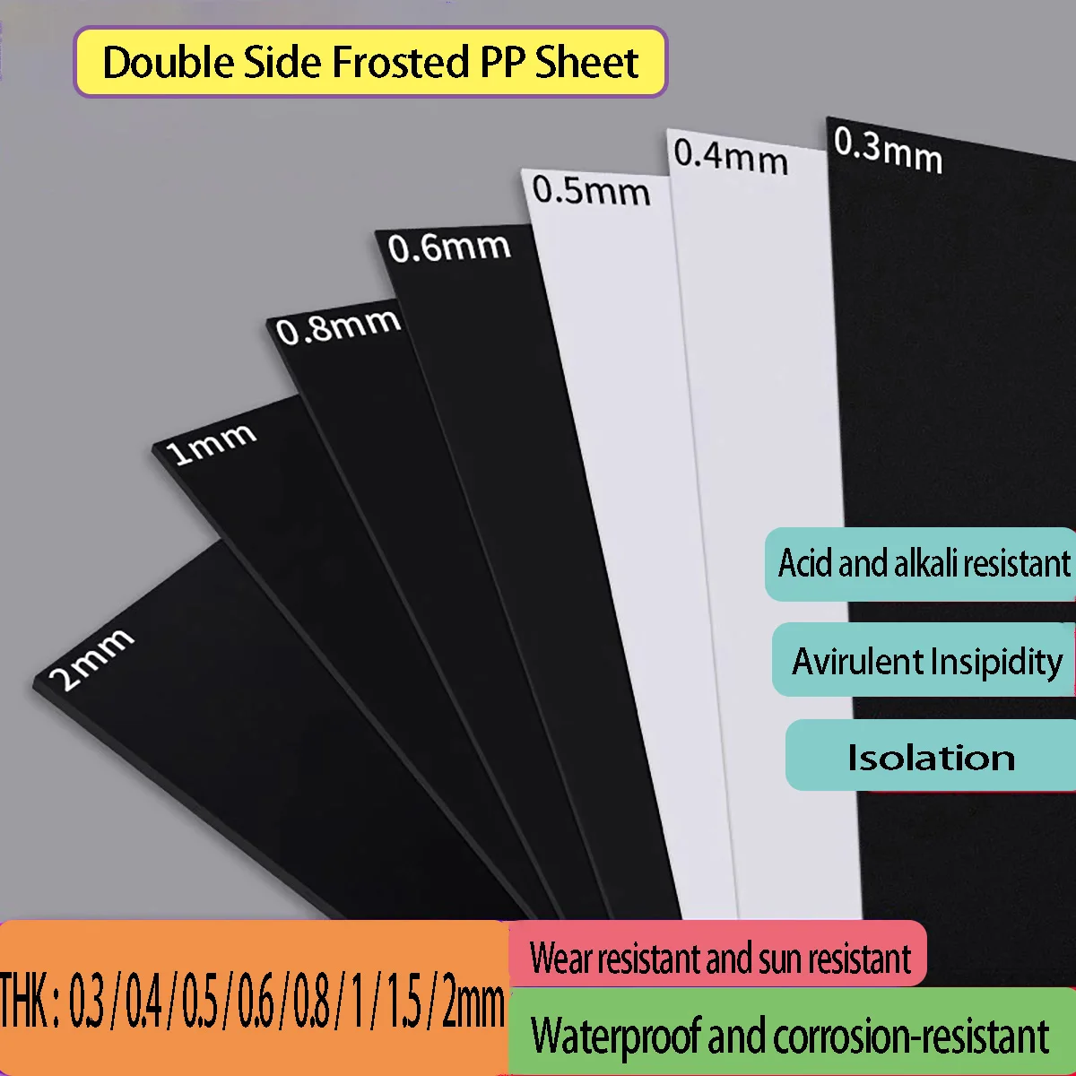 White / Black Double Side Frosted PP Plastic Sheet 100~300mm Model Sheet DIY Model Material Thickn