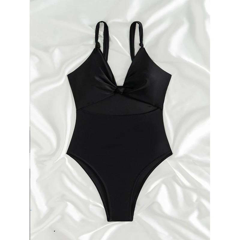 FASKOB solid color sexy One Piece bikini swimsuit female one-piece swimsuit 2025 bikini suit summer beach swimsuit