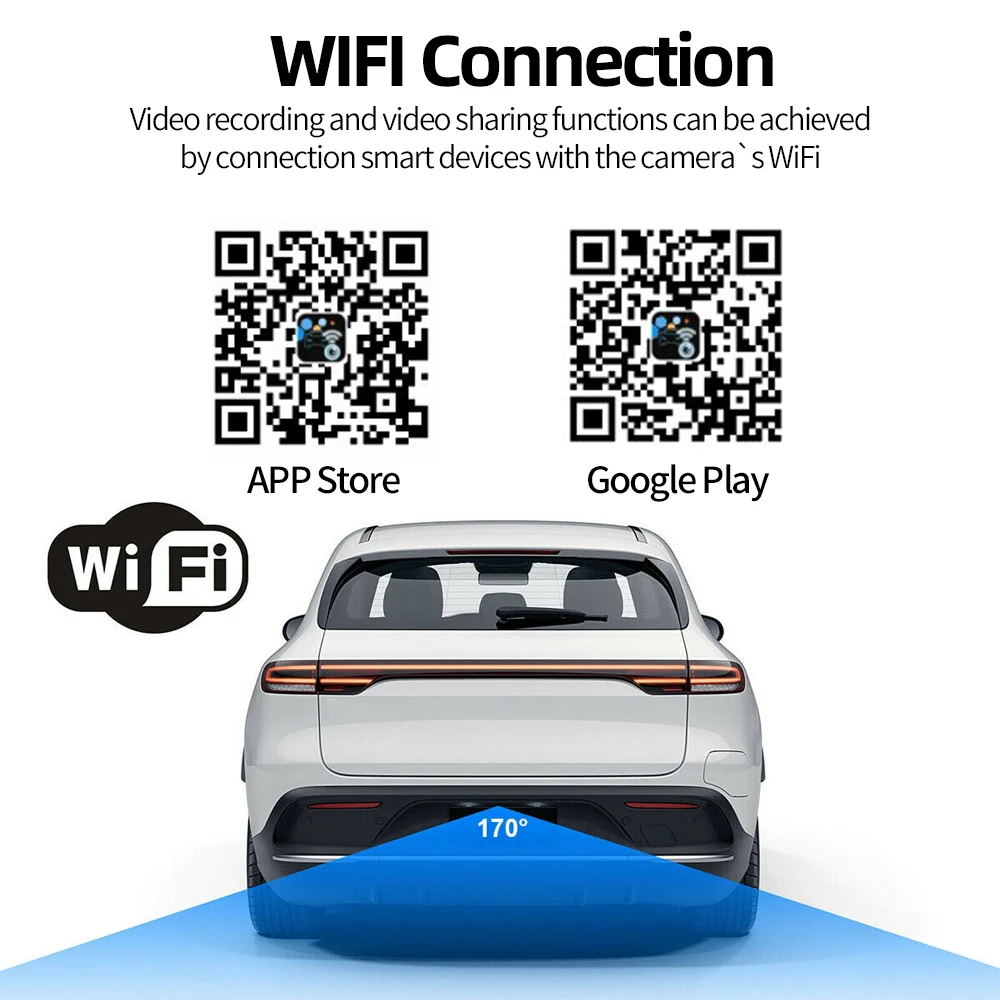 Беспроводная Автомобильная камера заднего вида BOENKAI, Wi-Fi, 170 градусов, камера заднего вида, HD, ночное видение, парковочная, для iPhone, Android, 12 В, водонепроницаемая