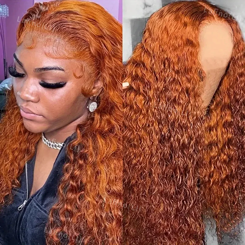 Orange Ginger Hd Lace Wig 13x6 Human Hair 30Inch Deep Wave Frontal Wig Preplucked Curly Wigs 13x4 Hd Lace Frontal Wigs For Women