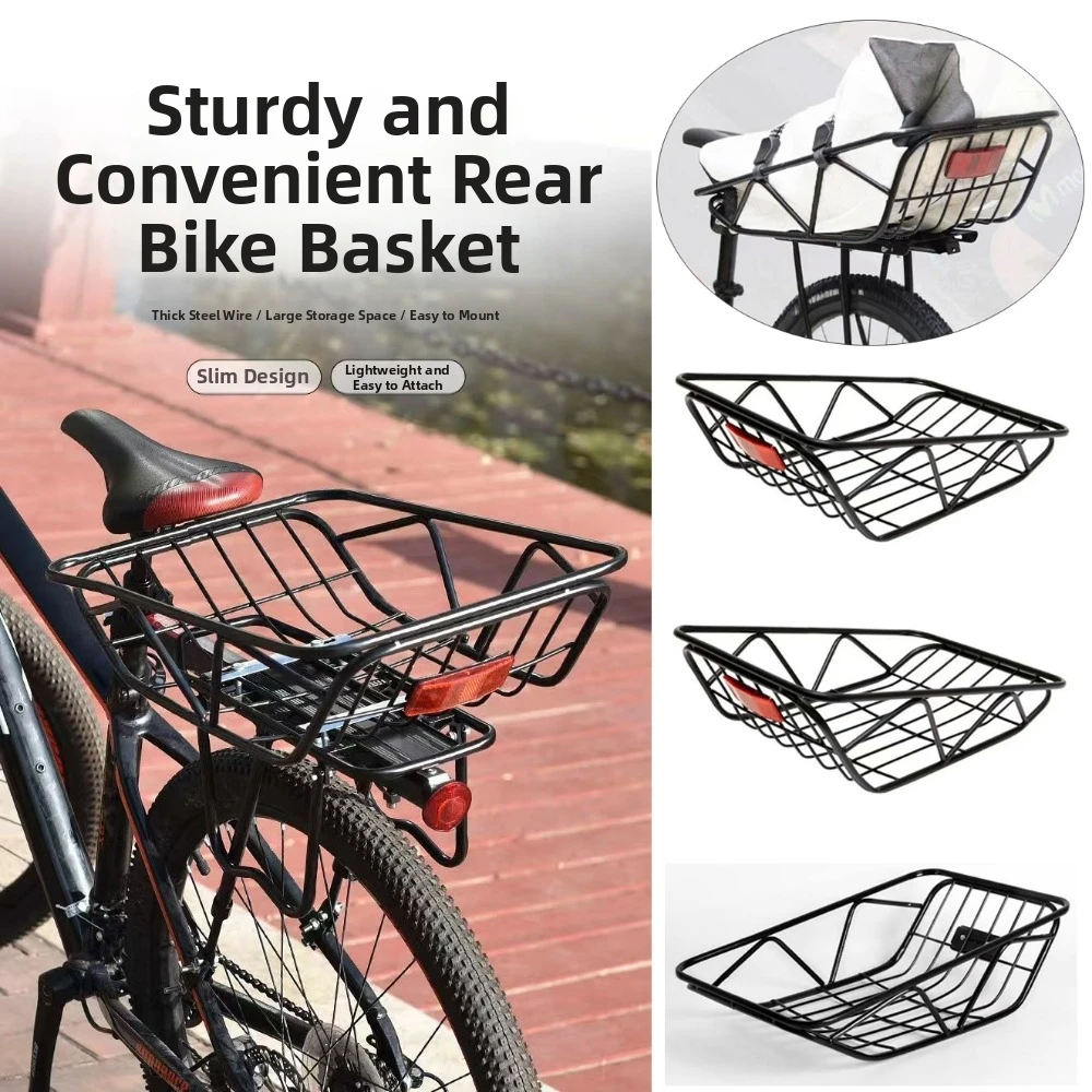 Easy To Install Student Riding Storage Basket Universal Thick Iron Wire Bicycle Basket Durable Carbon Steel