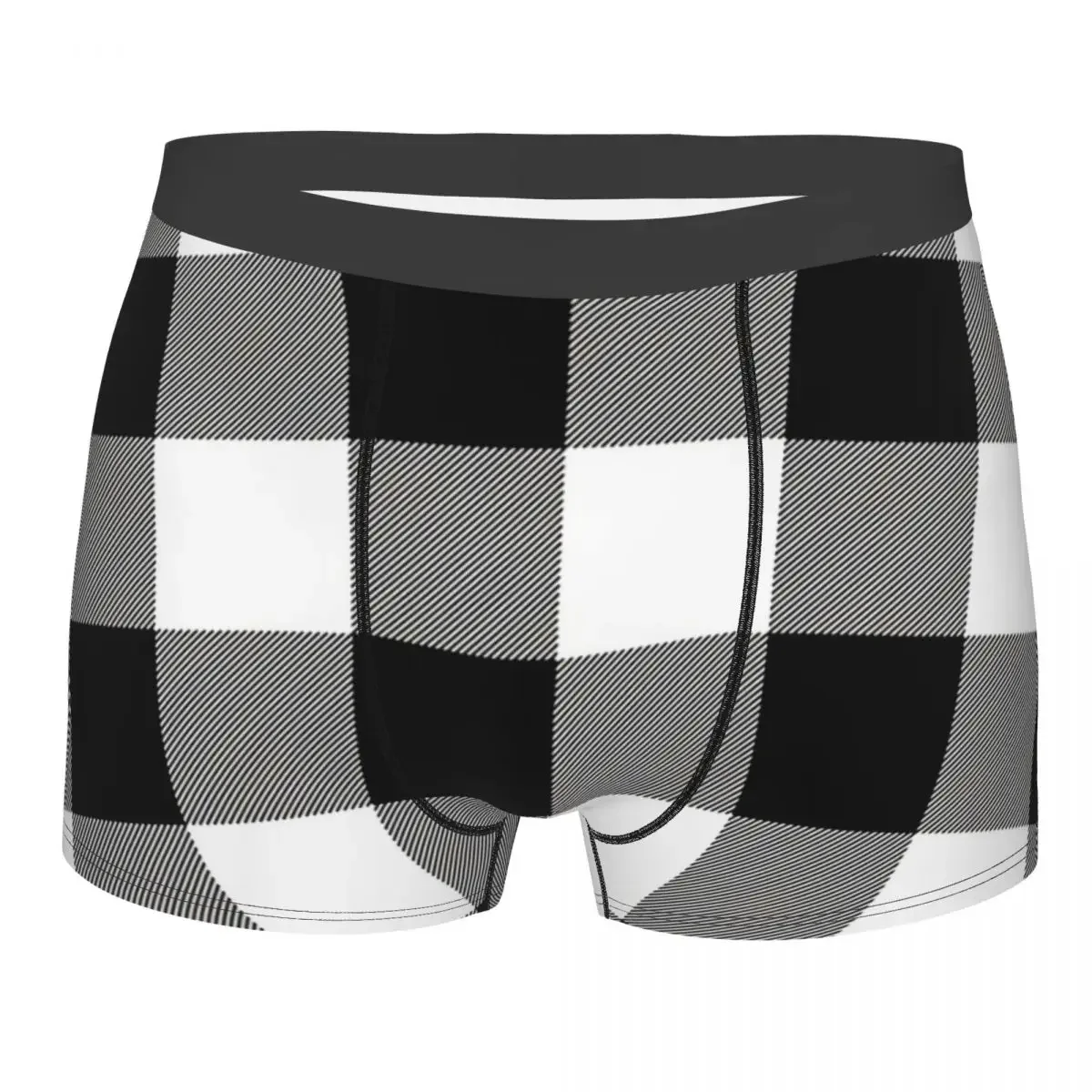 Buffalo Check Black Plaid Wide Stripes Men Boxer Briefs Highly Breathable Underwear High Quality Print Shorts Birthday Gifts