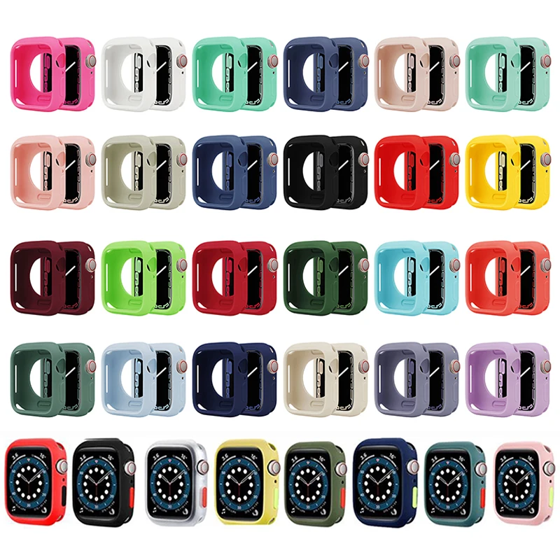 Candy Silicone Case For Apple Watch Ultra 2 1 49mm Full Protection Cover For iWatch Series 9 8 7 6 se 38mm 40mm 42mm 44mm Bumper