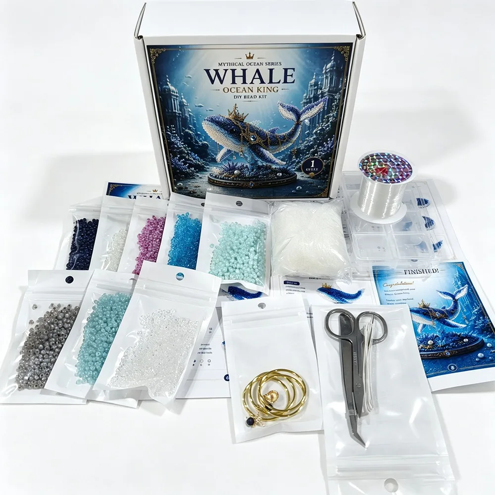 3D Design Ocean Animals Beaded Kits Beginner Friendly Material Package DIY Beadwork Craft Kit Handmade Bead Craftsmanship