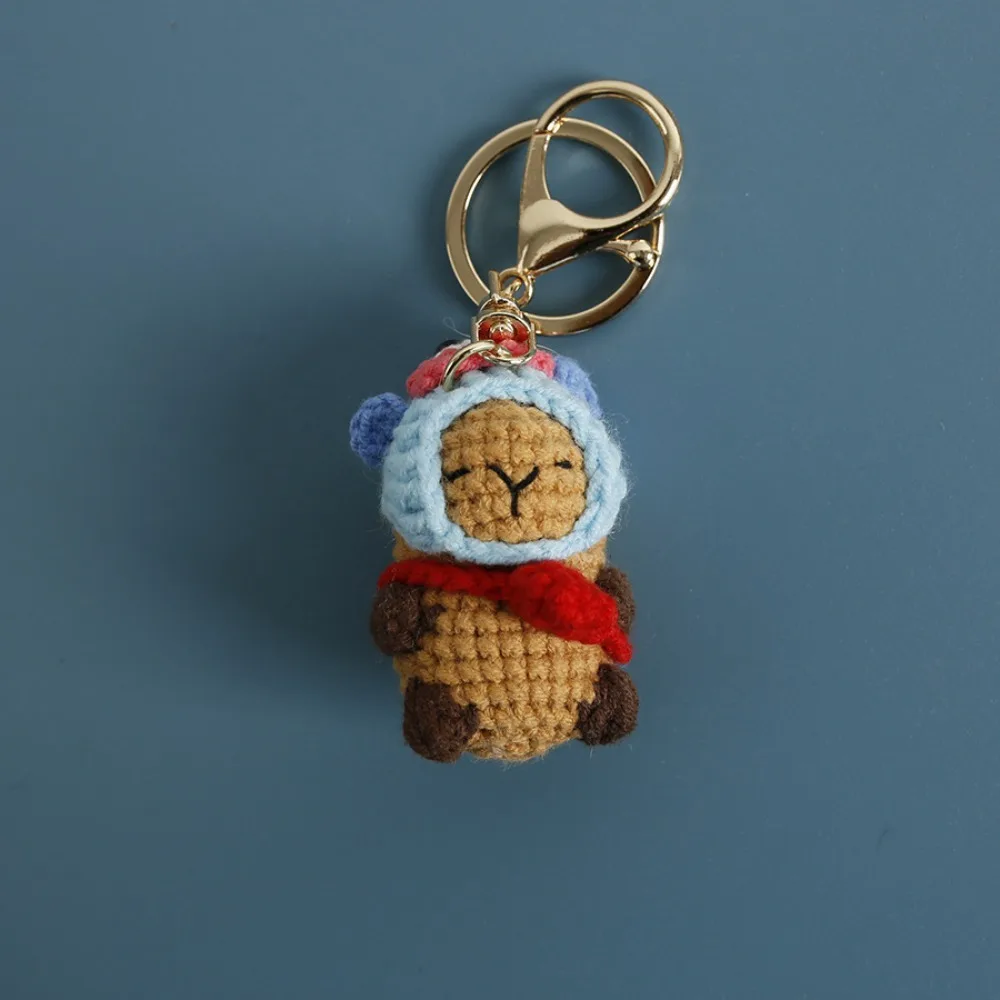 Capybara Doll Keychains Creative Creative Crochet Key Ring Knitted Bag Accessories Cartoon Pendant