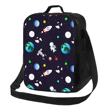 Ruimte Universum Astronaut Geïsoleerde Lunch Tas Voor Werk School Galaxy Raket Planeet Waterdichte Koeler Thermische Lunchbox Vrouwen Kinderen