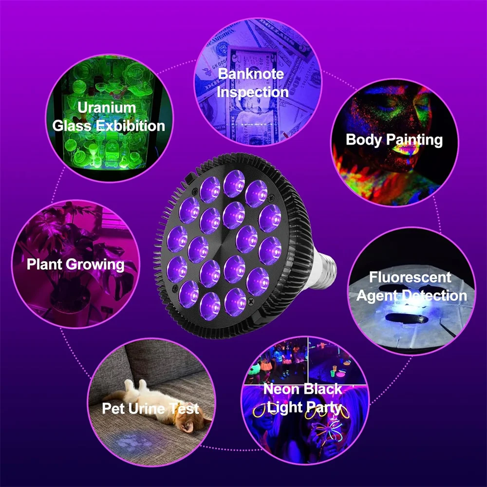 E27 LED Aquarium UVlight led pet Lighting fish tank lamp plant bulb 54W for saltwater marine coral reef sump algae