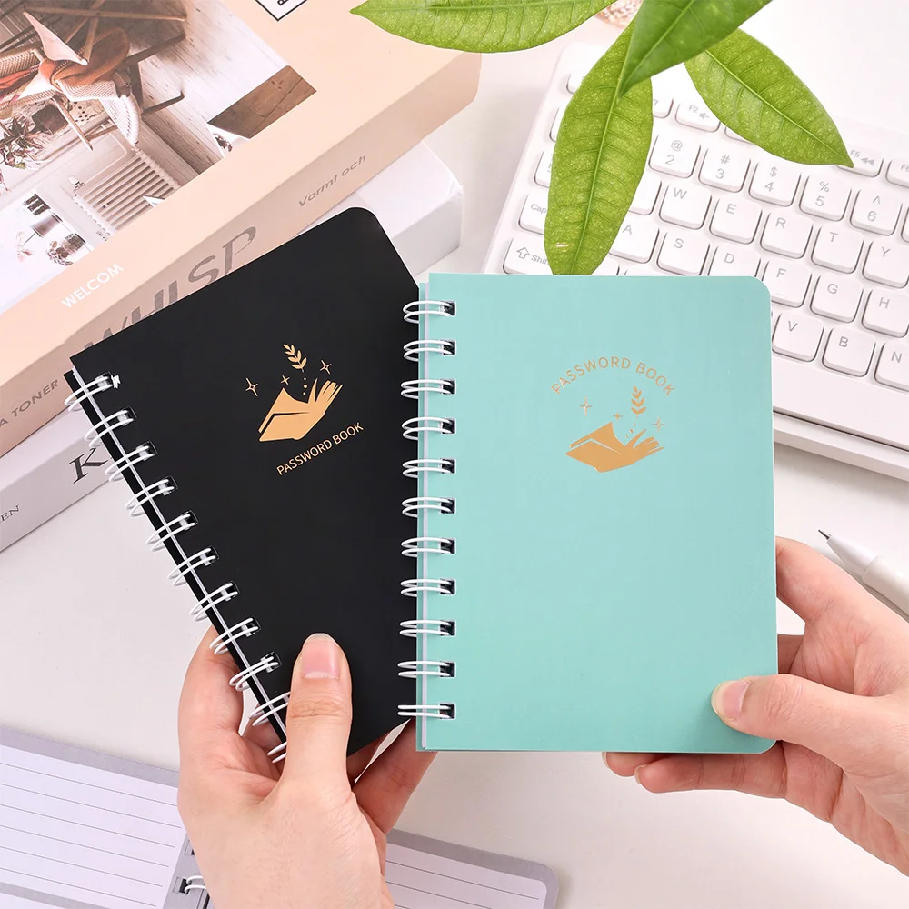 Password Book PVC Waterproof Coil Password Manager with Alphabetical Quick Access for Storing Usernames Passwords Computer Login