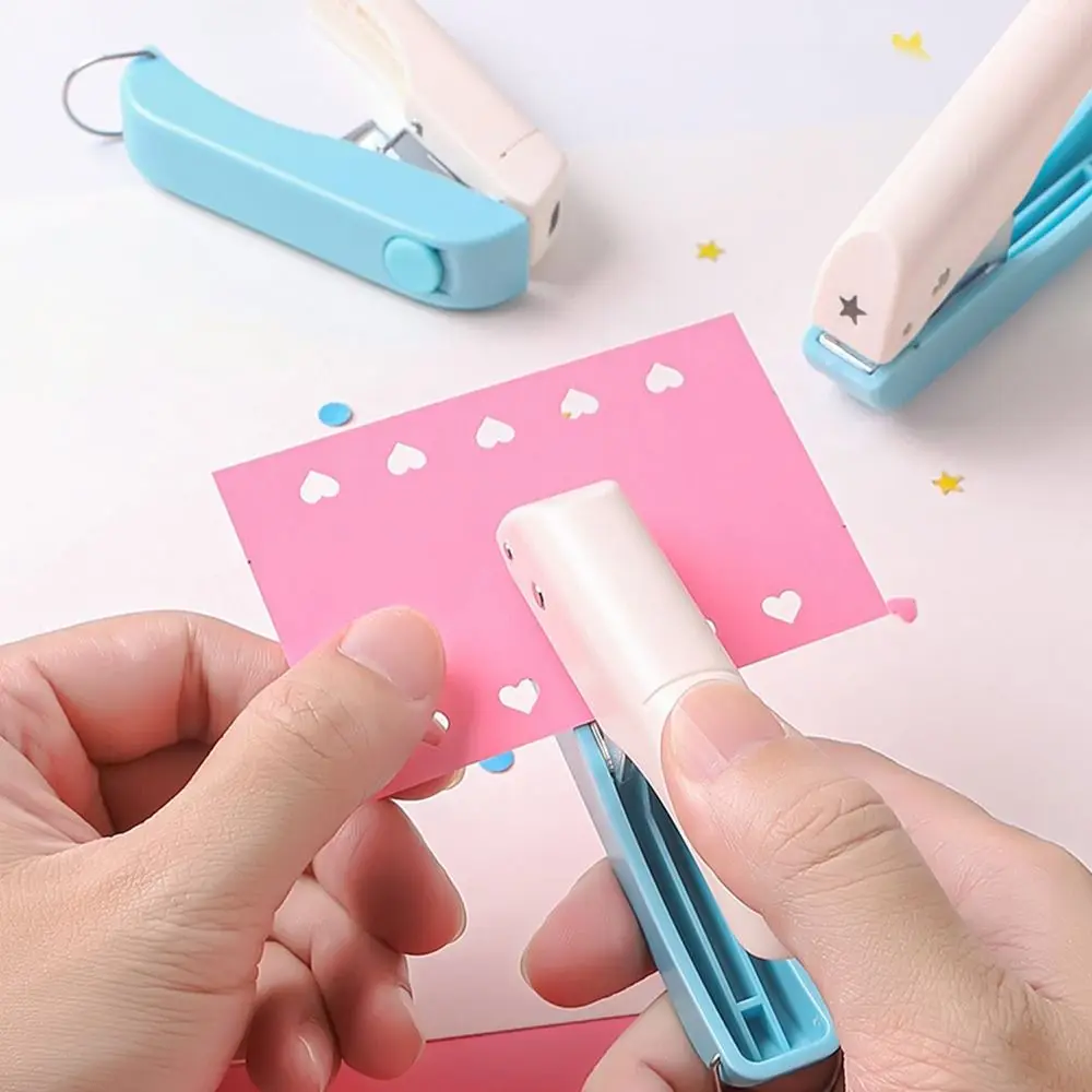 Paper Hole Punch Shapes Single Hole Puncher for Crafts Square Puncher Handheld Circle Star Heart Hole Punch for Tags