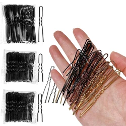 50 Pieces U-Pin Hairpin Simple Black Hairpin, No Paint, No Deformation, Invisible Hairpin for Women Bridal Hair Pin