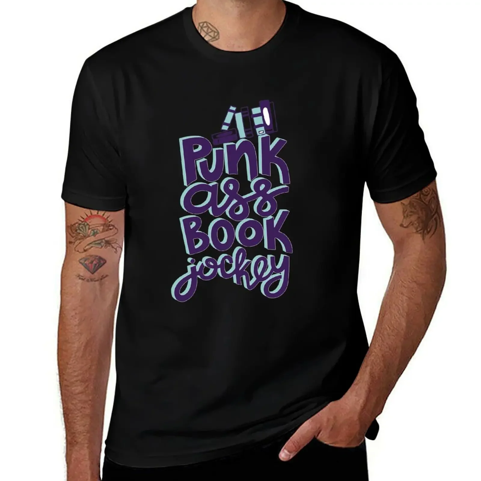 Punk Book Jockey Librarian Funny Design T-Shirt funny gifts quick-drying tshirts for men