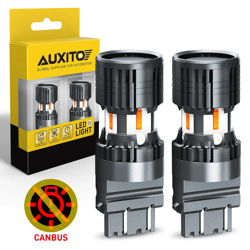 

AUXITO 2Pcs Turbo 3157 3156 P27/7W LED Turn Signal Light Bulbs 2200K Amber T25 3057 3457 4157 LED Front Rear Indictor Lamp 12V