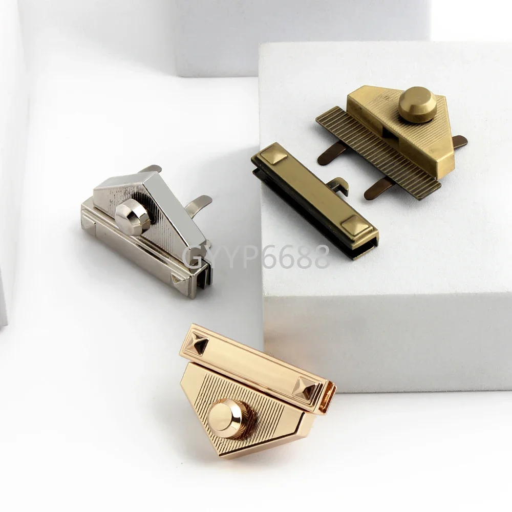 2/5/20PCS 44x31mm Triangle Metal Bag Lock For Handbag Shoulder Closure Snap Clasps Buckle Decorative Twist Turn Lock Accessories