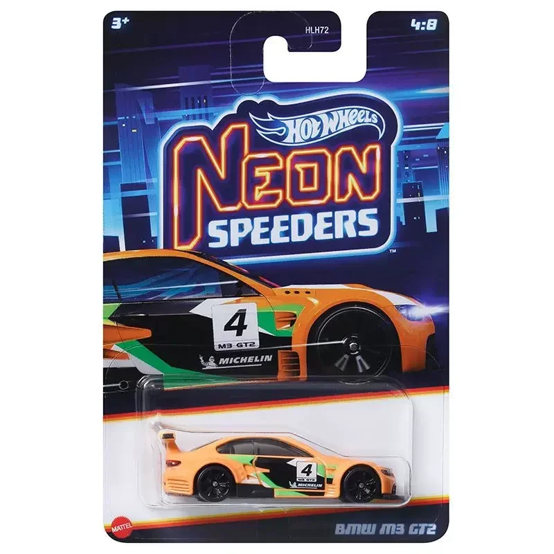 Original Hot Wheels Neon Speeders Alloy Car Models Dodge Challenger Cadillac Porsche Gt3 Corvette Toys for Boys 1:64 Vehicle GTR