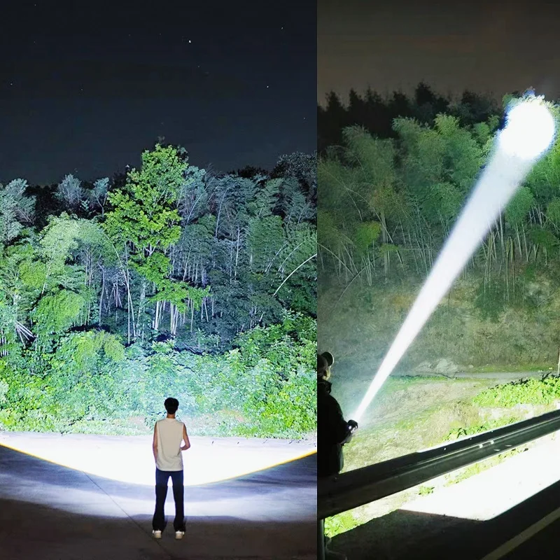 60000000LM Most Powerful LED Flashlight Rechargeable 18650 Torch Strong Light Long Shot 3KM Flashlights Work Fluorescent Lantern
