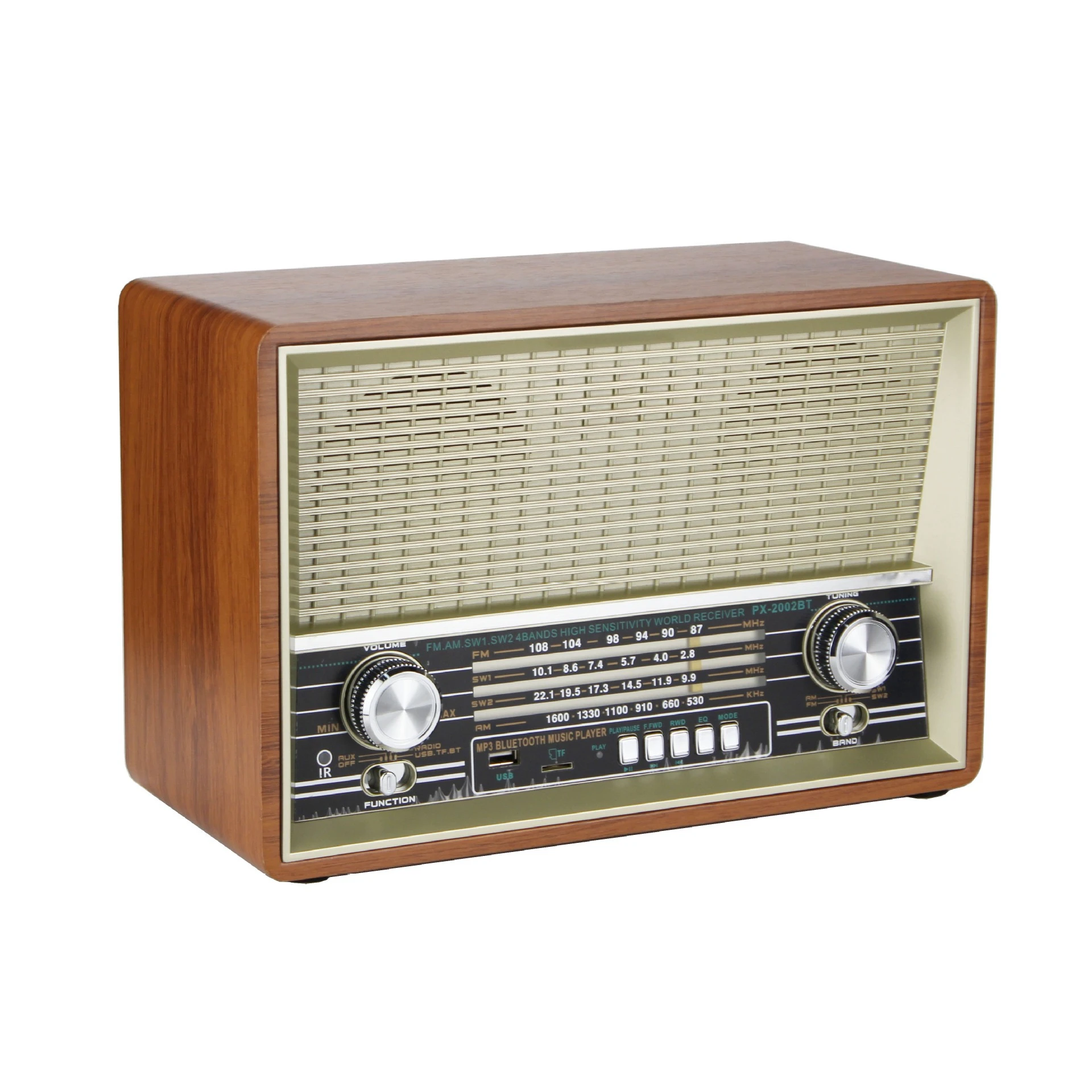 Retro bluetooth speaker elderly multi-function radio nostalgic multi-band wooden music player