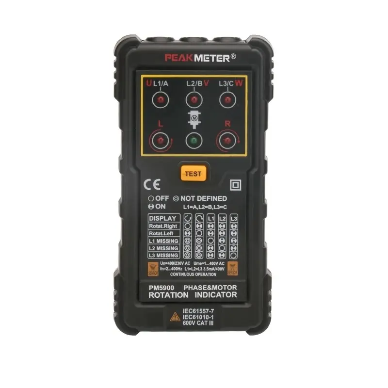 PEAKMETER Indicador de rotación de Motor PM5900, medidor trifásico portátil de mano