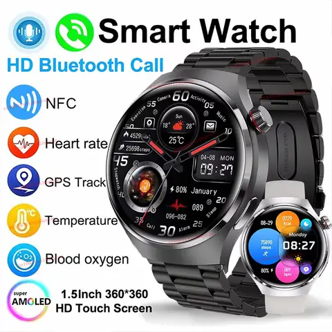 2026 New Smart Watch Men AMOLED HD Screen GPS Motion Trajectory Heart Rate Bluetooth Call SmartWatch Waterproof Android iOS Ht30
