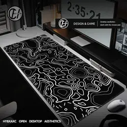 1200x600 Black White Topographic Map Mousepad Computer Keyboard Pad Mouse Mat Gamer Office Carpet Table Mat Desktop Mouse Pad
