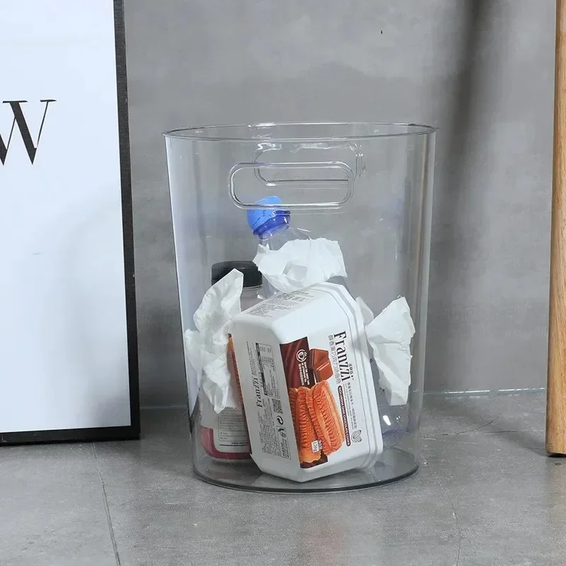 Luxury Transparent Trash Can Without Lid Garbage Bin Home Office Rubbish Nordic Garbage Container Waste Basket Kitchen Dustbin