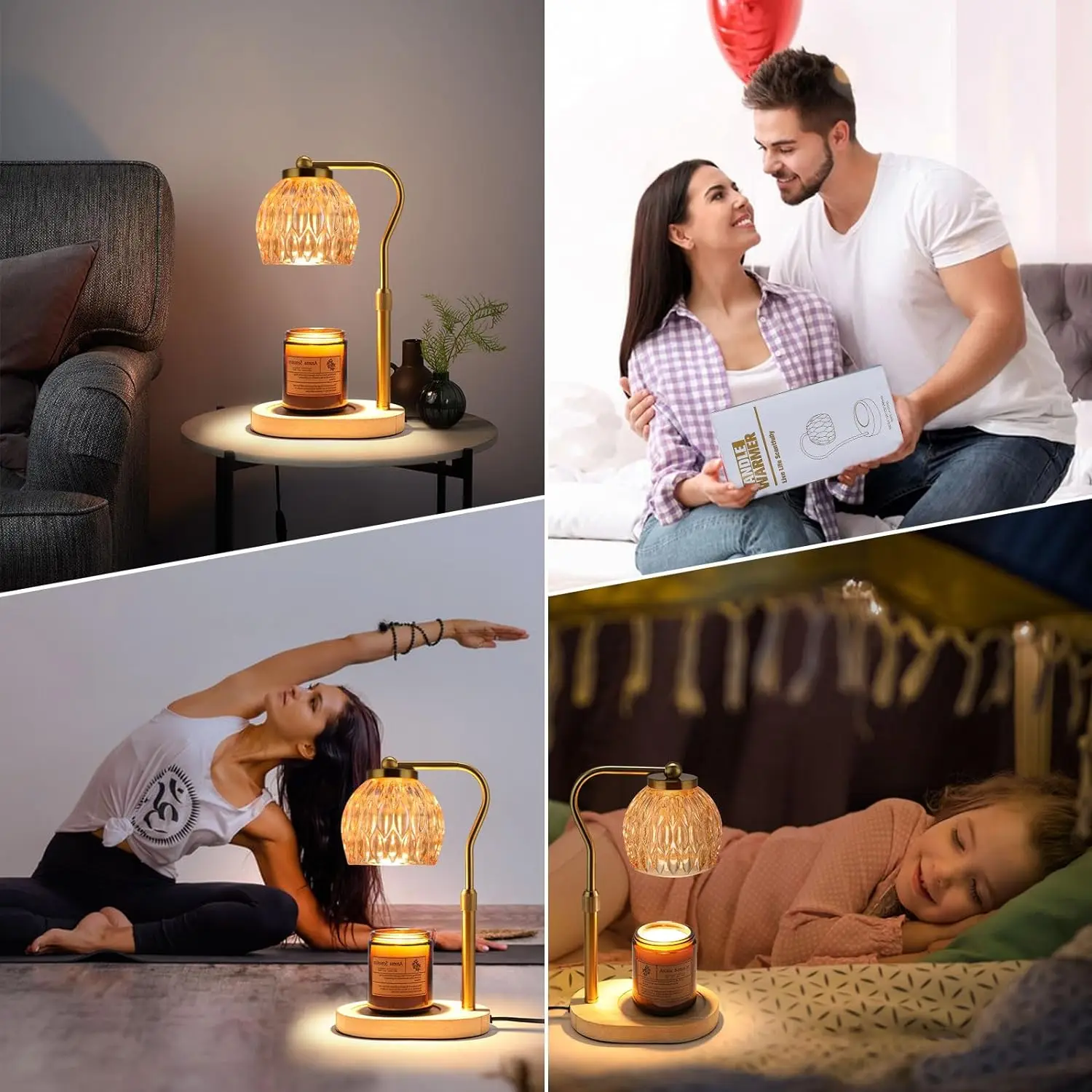 Lightess Lamp Candle Warmer,Adjustable Height Candle Lamp for Bedroom Home Decor 2024 Womens Gifts for Christmas Candle