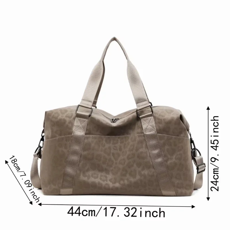 Multifunctional Large Capacity Handbag Adjustable Strap Leopard Print Travel Duffle BagSport Fitness Lightweight Shoulder Bag