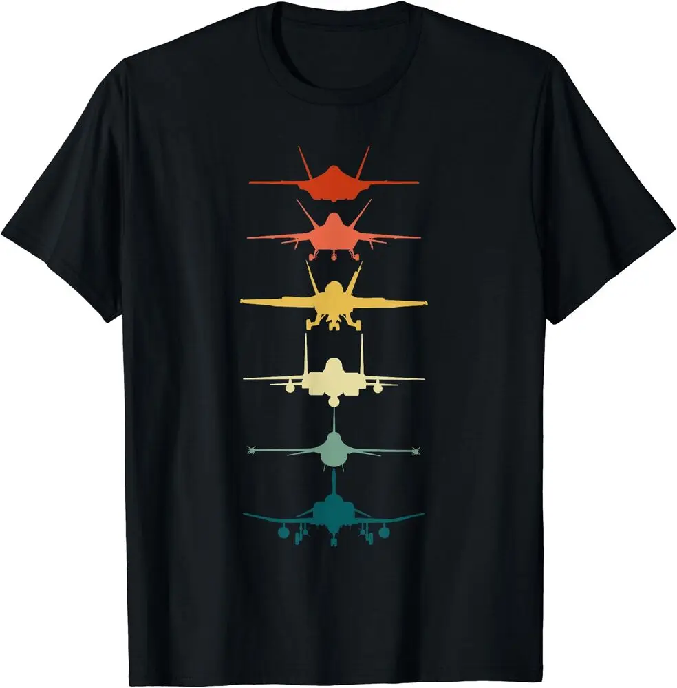 男性と女性のためのヴィンテージTシャツ,空軍戦闘機,衣類,サイズS-5XL, F-4, F-111, F-15, F-16, F-22, F-35