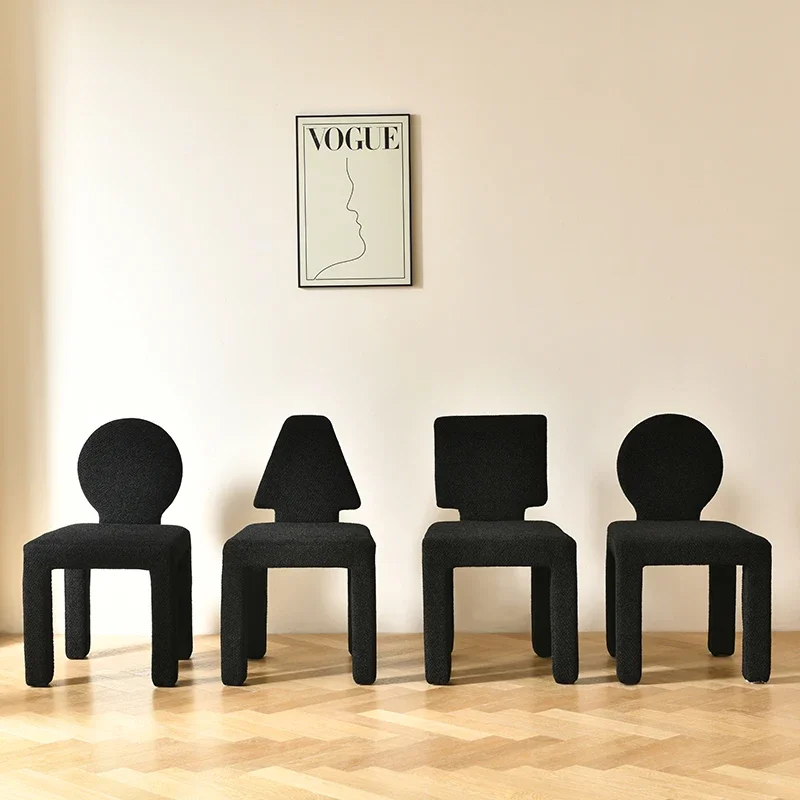 

Nordic creative internet celebrity black Teddy velvet dining chair, modern and minimalist Instagram style chair