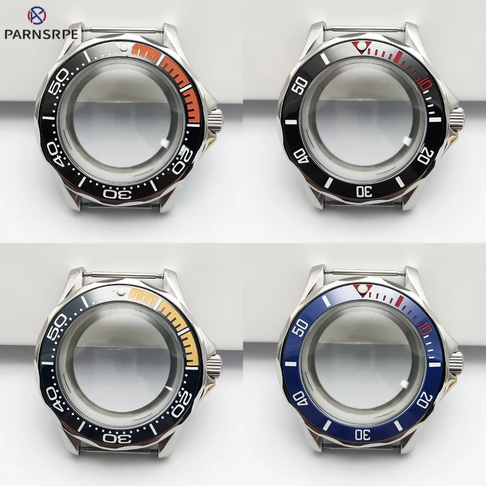 New 41mm NH35 Case Ceramic Bezel Fit NH35/36 8215 Movement Watch Accessories,Transparent Back,Sapphire Glass