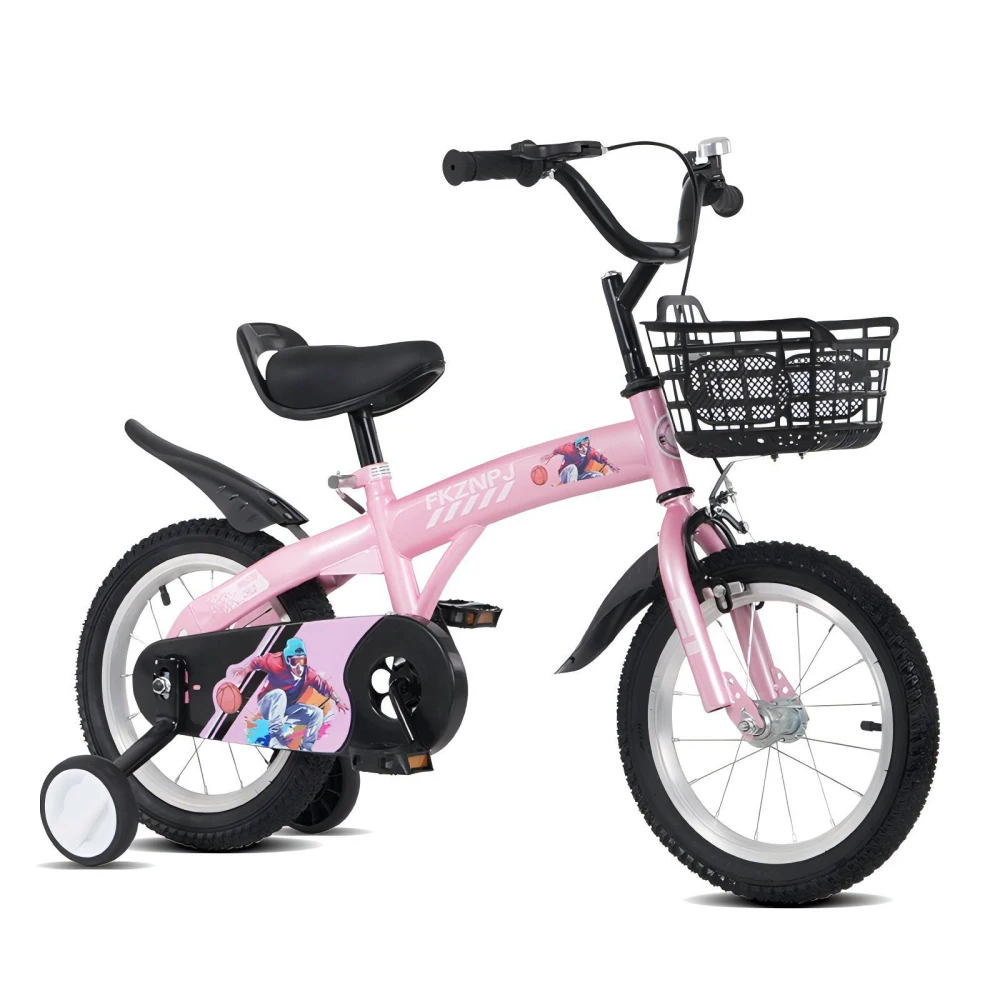 

FKZNPJ 16-inch Kids Bike with Training Wheels & Stand, Adjustable Saddle, For4-8Yrs(41-53in), Unisex, Multi Colors