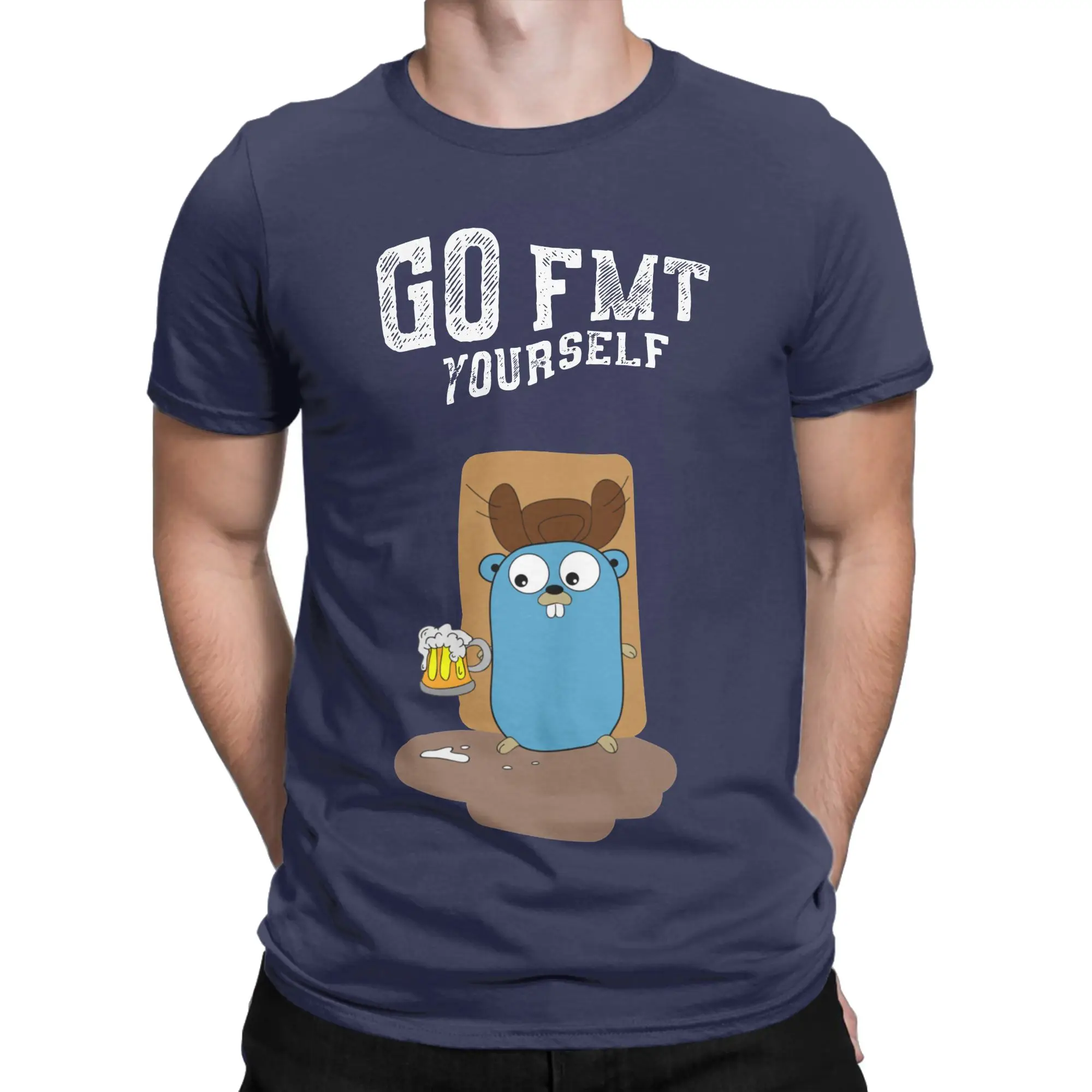 Go Fmt Yourself T Shirt Unisex 100%Cotton Tops Funny Programmer Computer Developer Geek Nerd Round Neck Short Sleeve