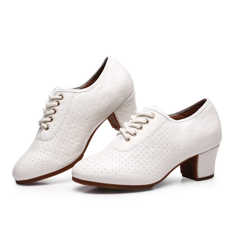 Genuine Leather Woman Latin Dance Shoes Square Sports Soft Sole Shoes Dancing Mujer Sneakers Breathable Ballroom Shoes