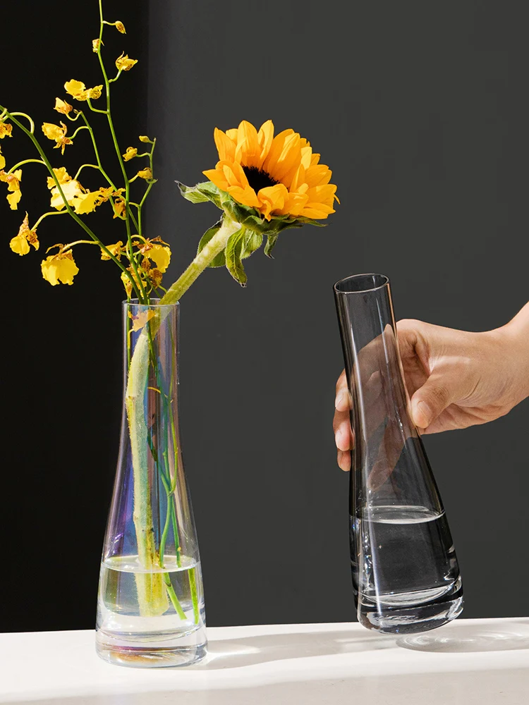 

Nordic Glass Vase, Modern Bottle for Roses, Small Mouth, Hydroponic Culture of A Flower, Living Room, Home Decoration