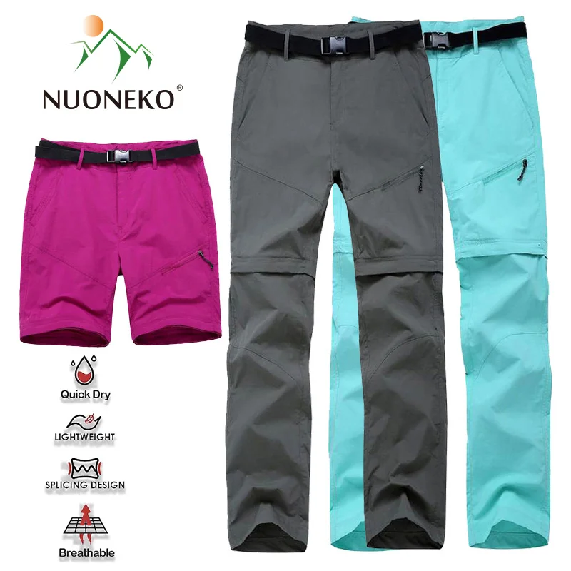 NUONEKO damskie spodnie do pieszych wędrówek na świeżym powietrzu damskie letnie spodnie szybkoschnące TravelClimbingCamping spodnie trekkingowe damskie spodenki sportowe PN87